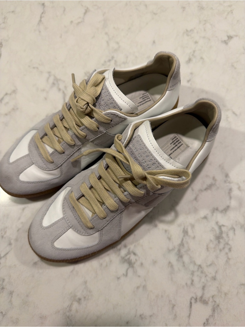 Maison Martin Margiela Men's Sneakers in Light Gray, White & Tan
